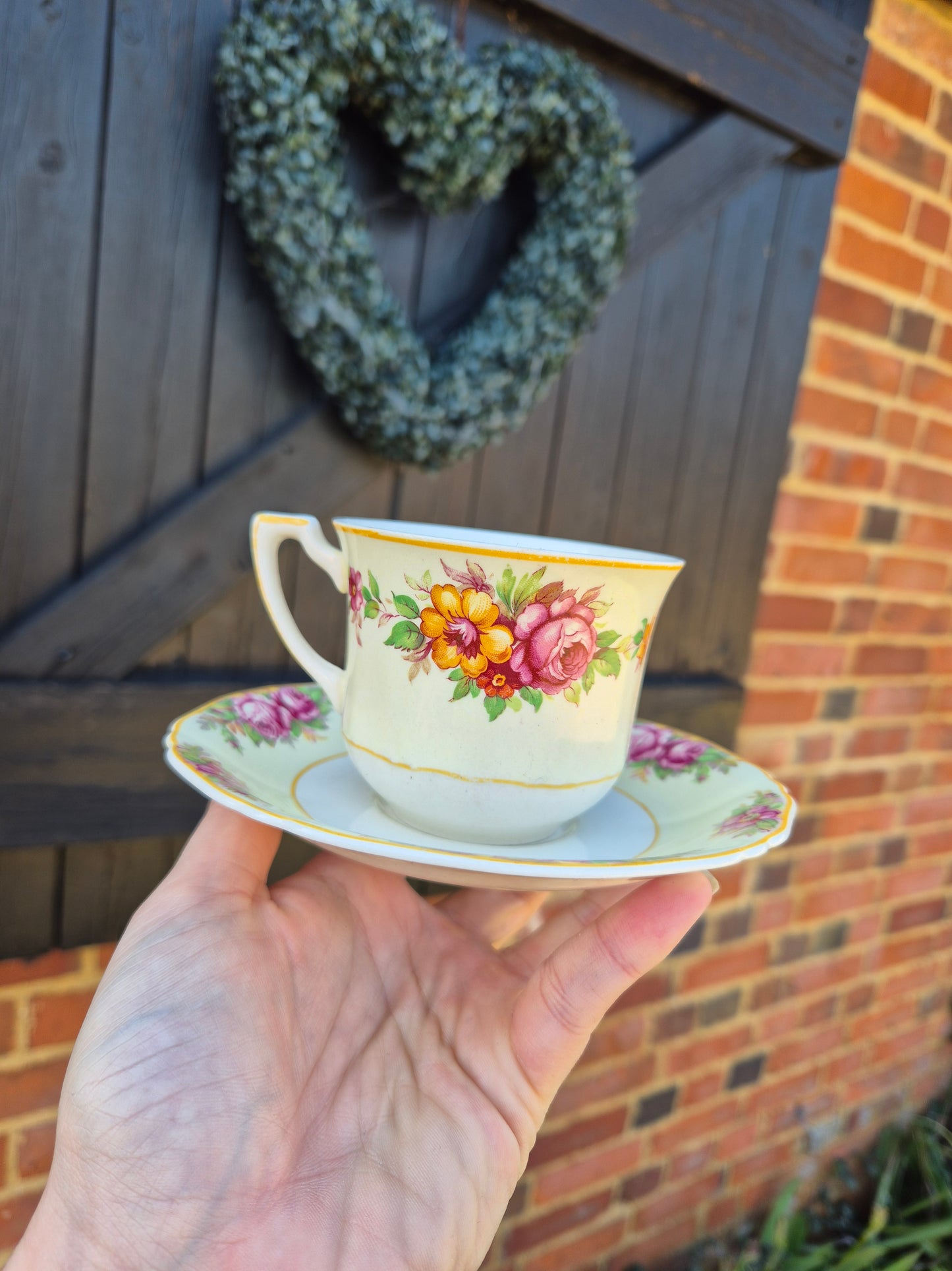 Floral cup and saucer