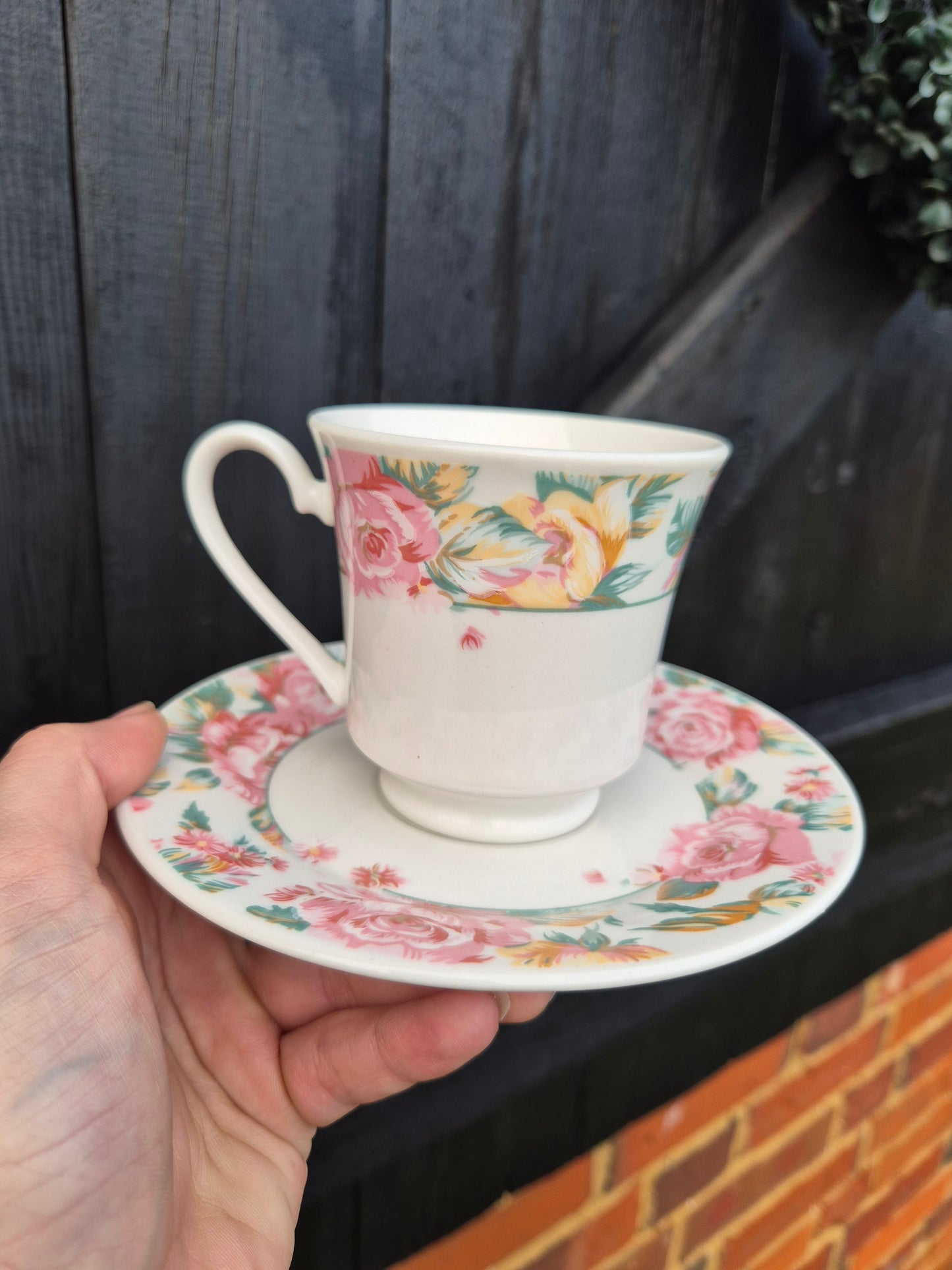 Floral cup and saucer