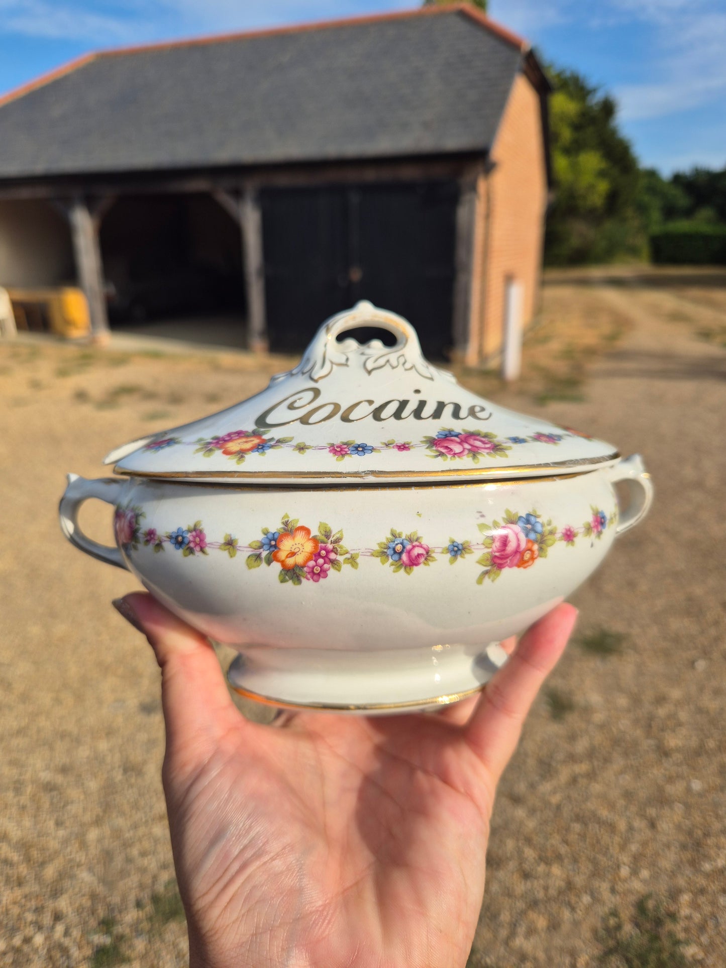 Large vintage 'Cocaine' sugar bowl