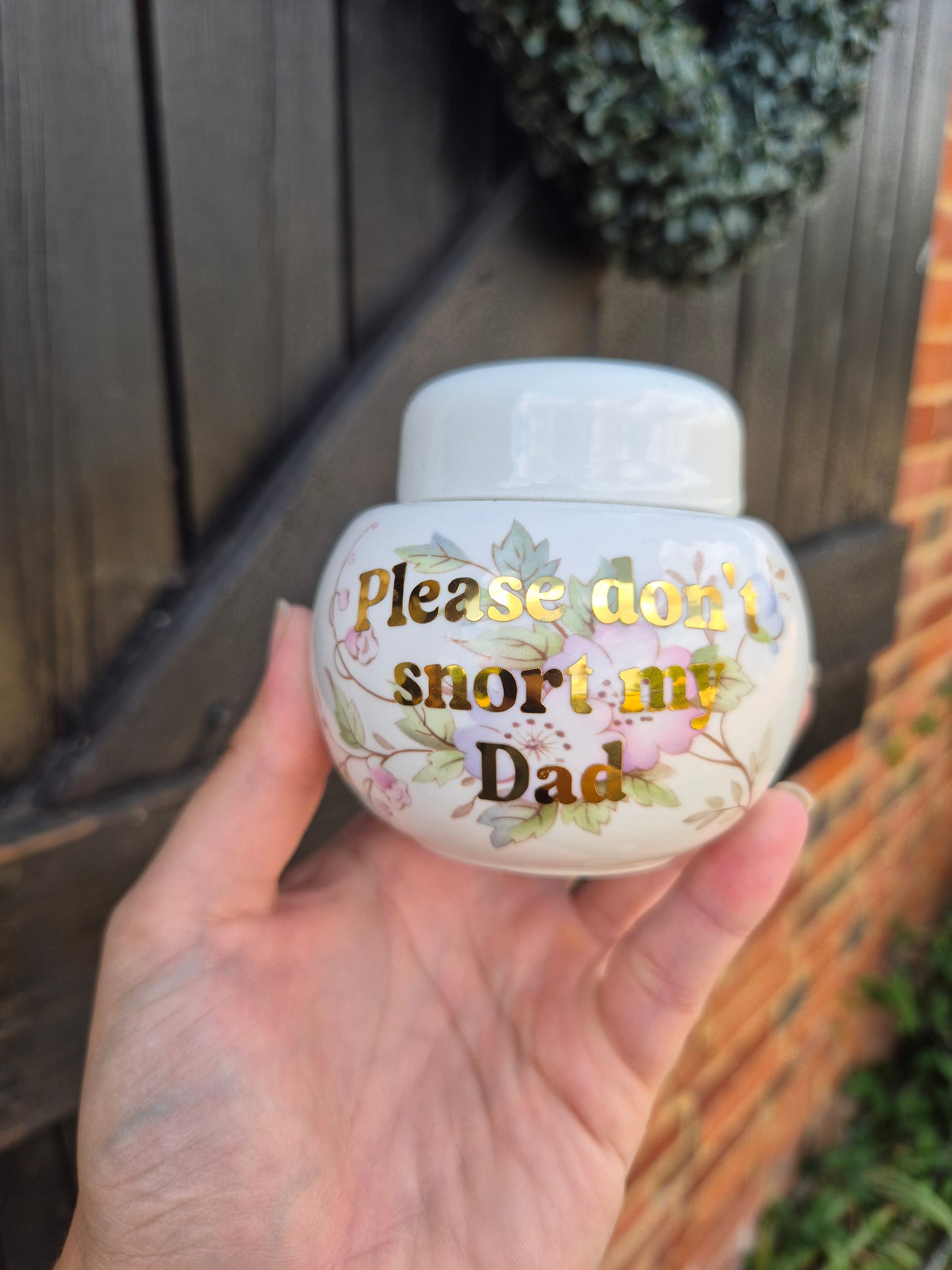 Please dont snort my Dad mini urn
