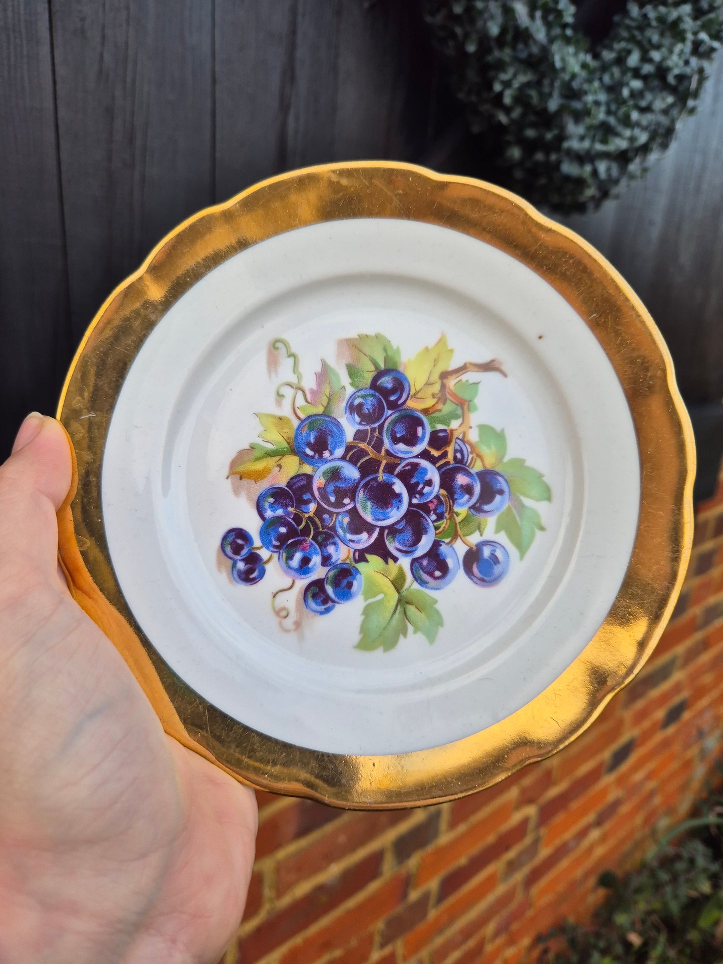 Grapes gold rimmed plate
