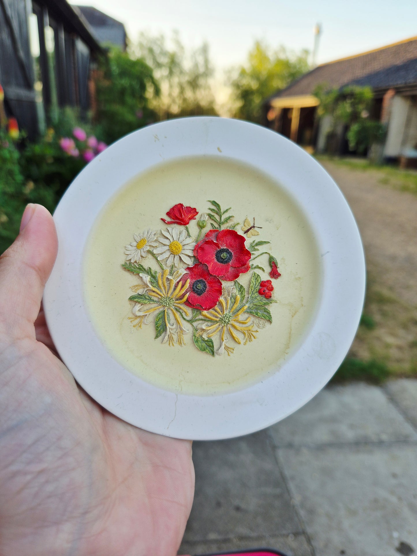 3d poppies and daisies plate small