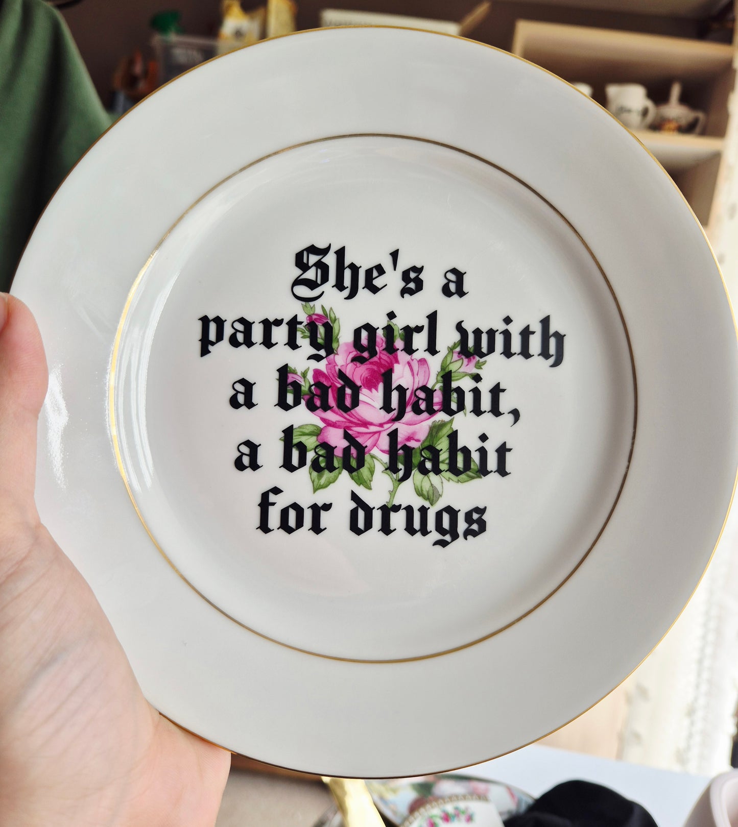 Shes a party girl small rose plate