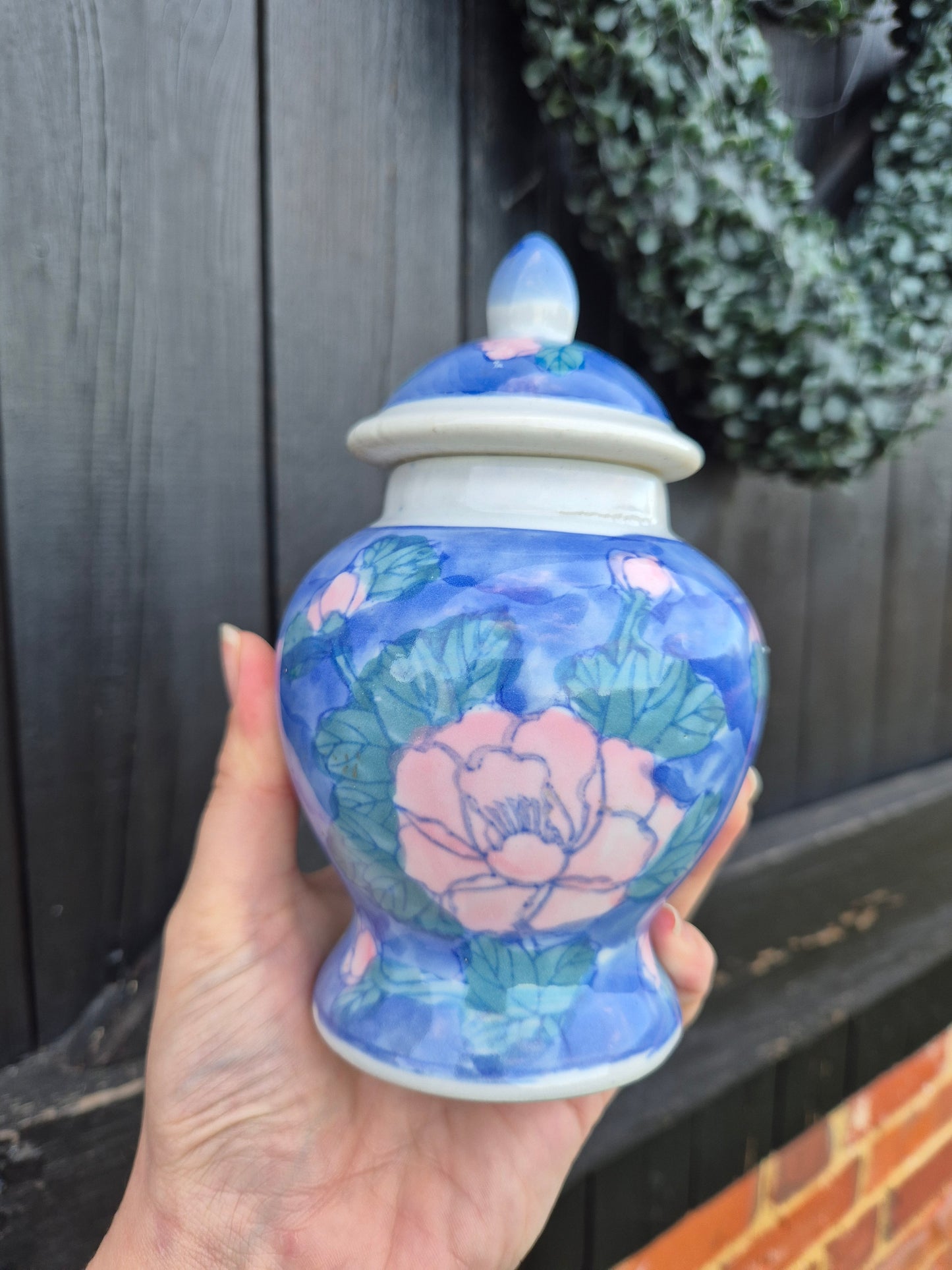 Blue and pink small urn
