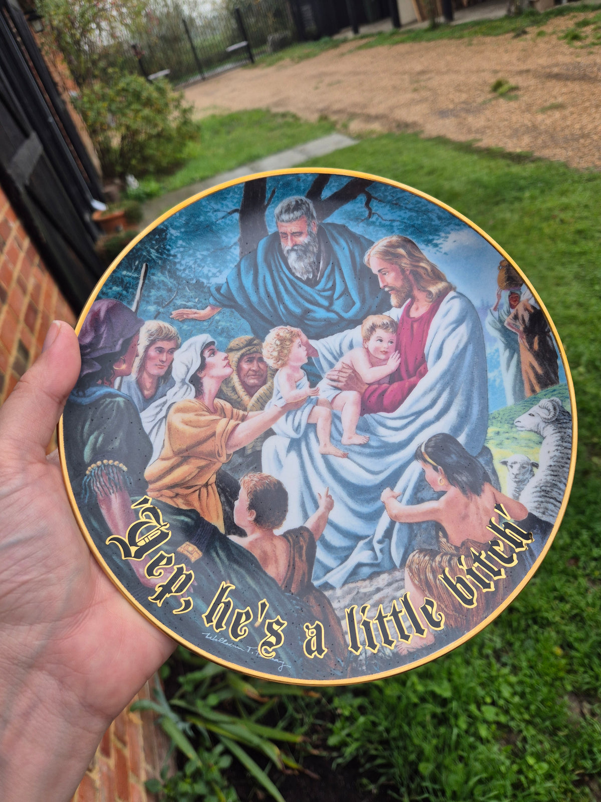 'Yep, hes a little bitch' Jesus plate