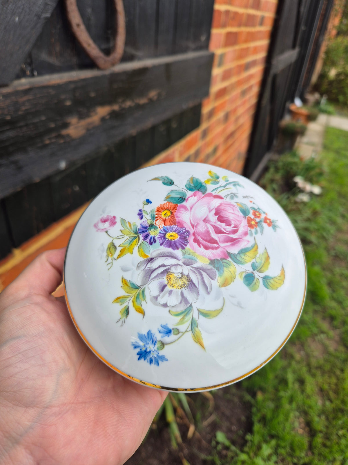 Vintage floral trinket pot large