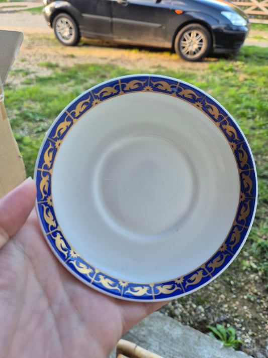Blue and gold saucer