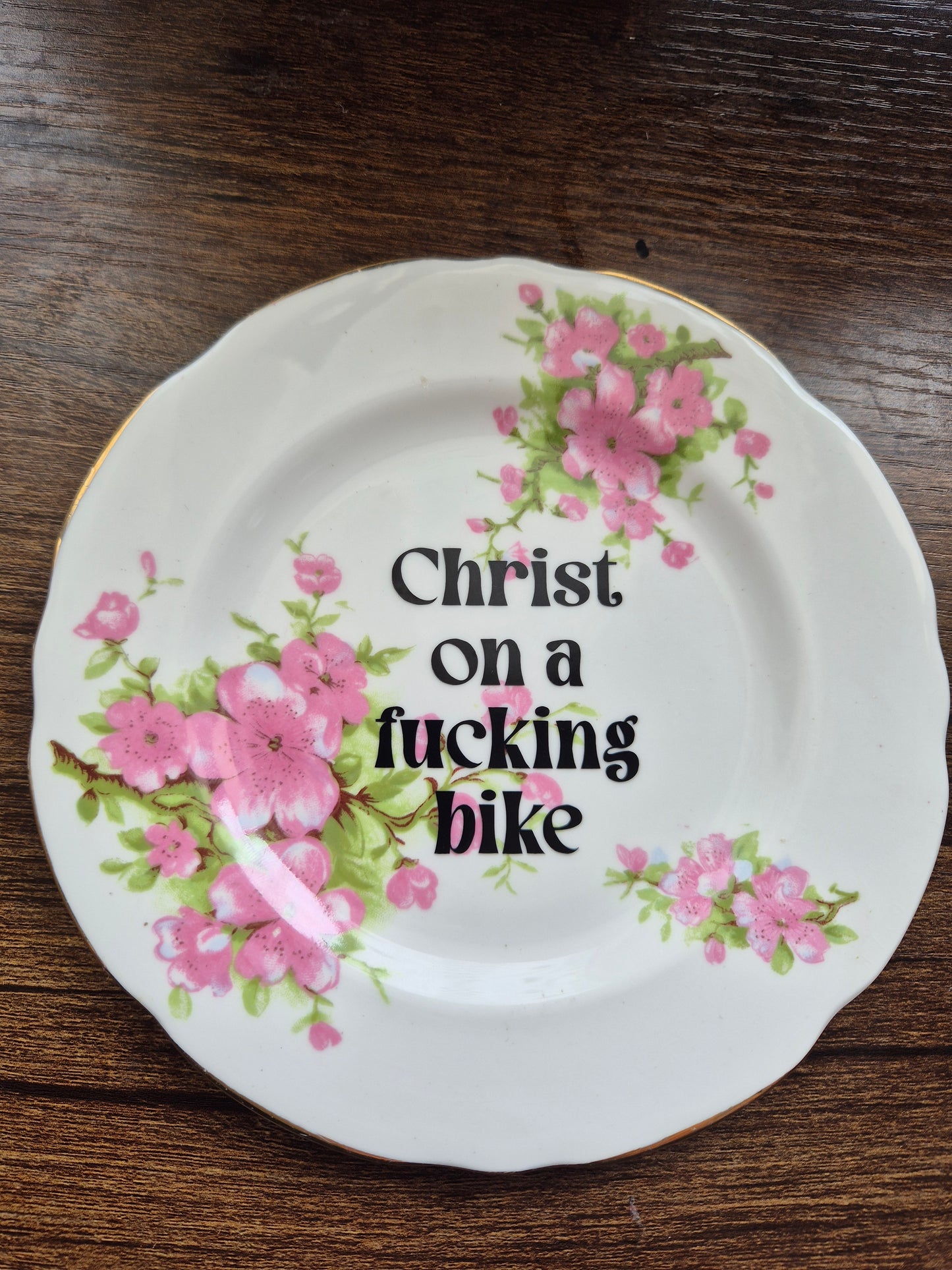 Christ on a fucking bike side plate