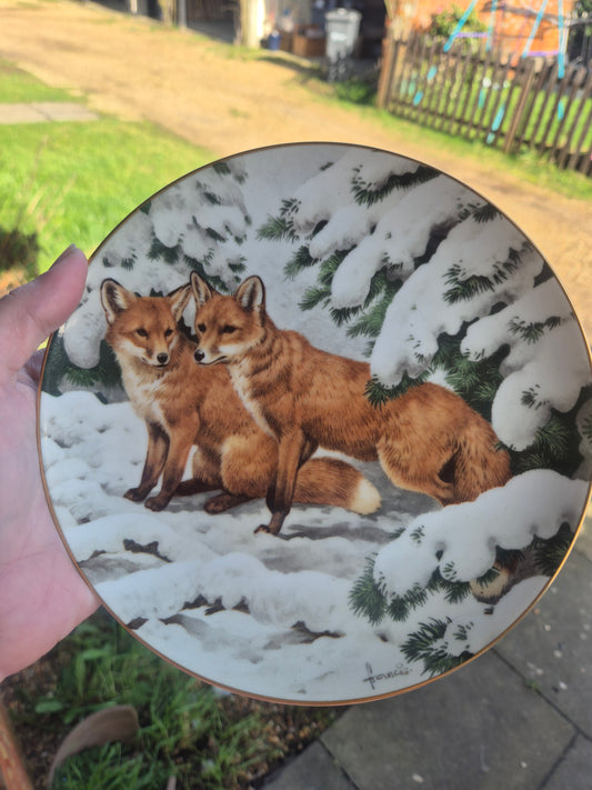 Foxes in the snow plate