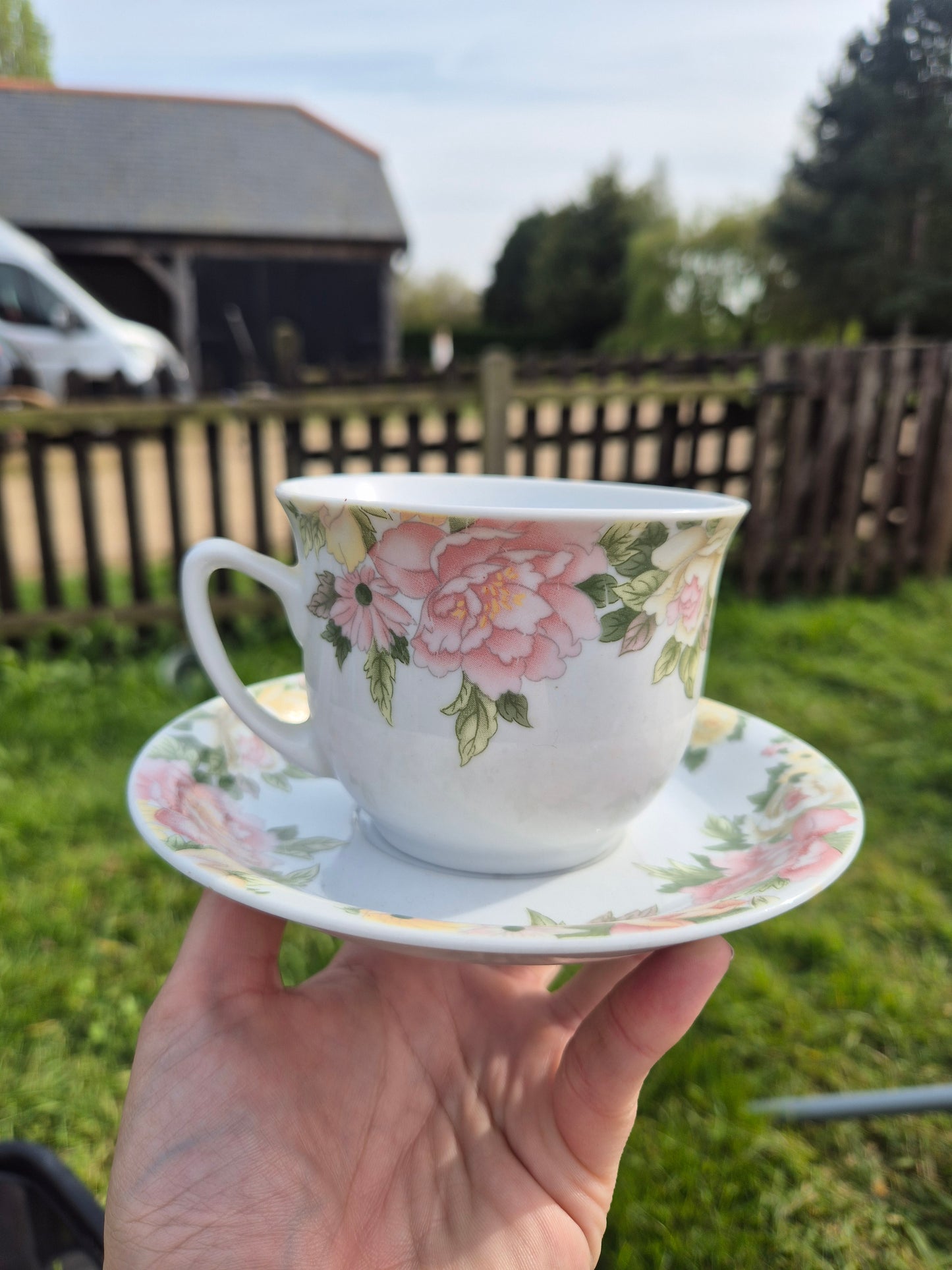Floral cup and saucer