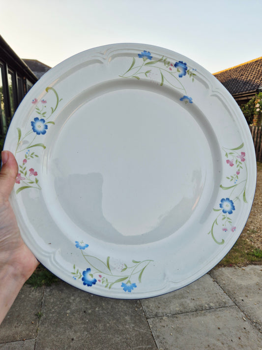 Large blue and pink florals plate