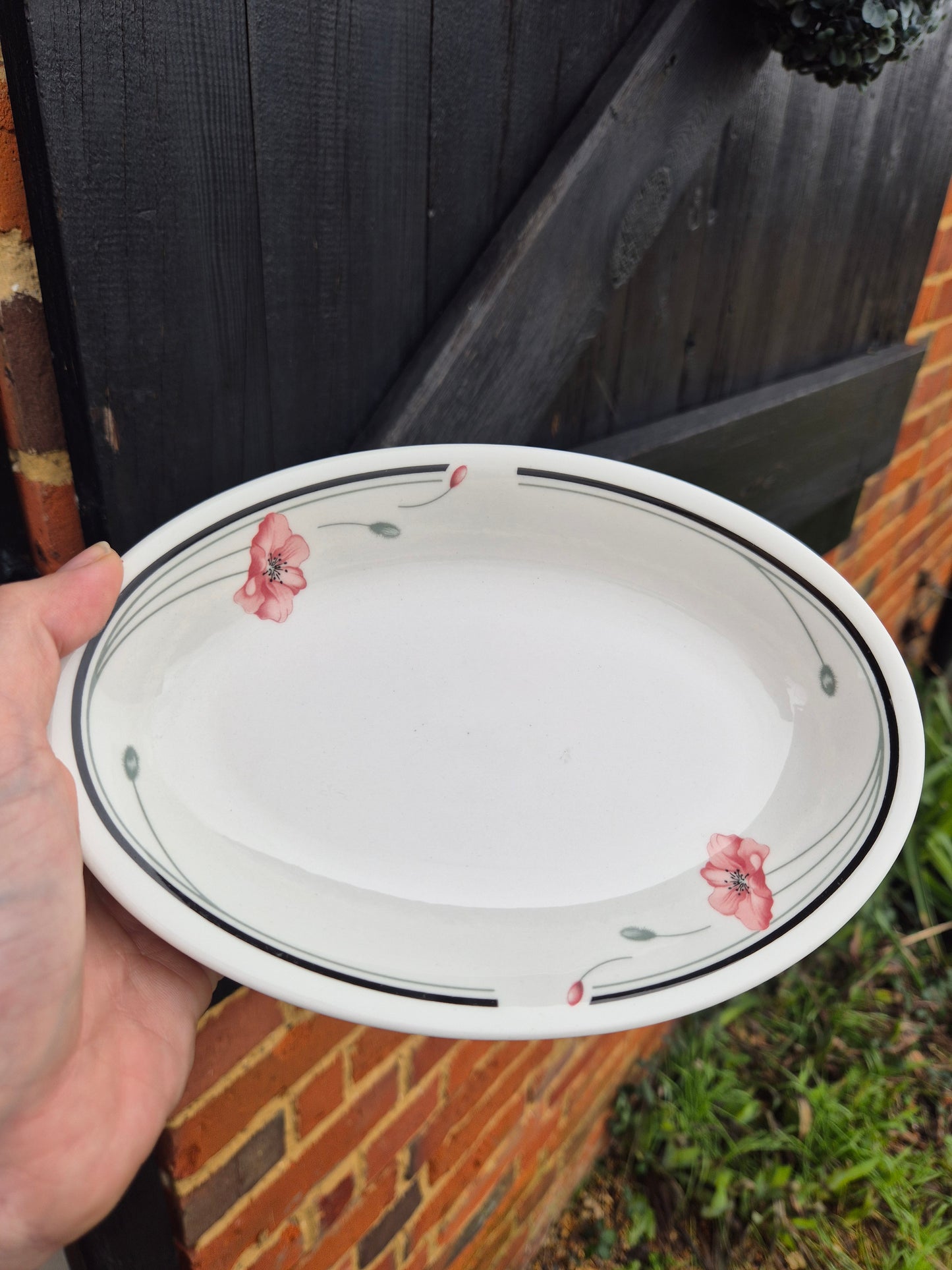 Oval floral dish