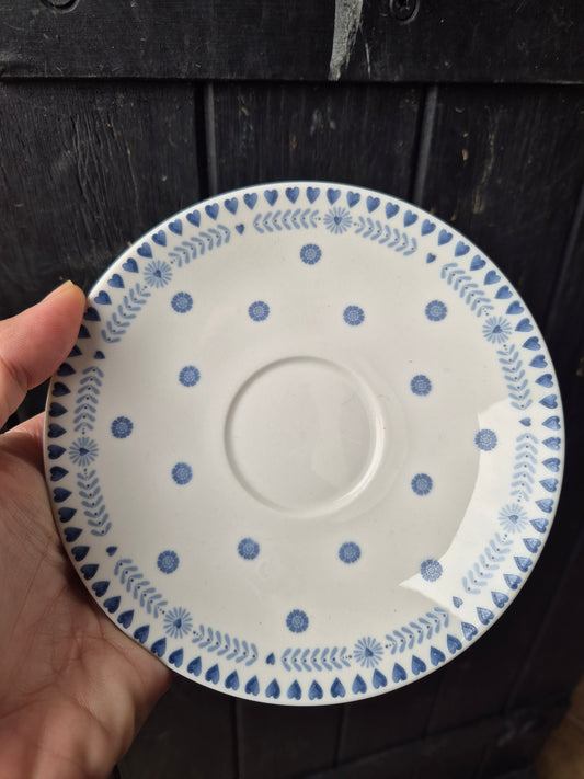 Blue and white spotty saucer