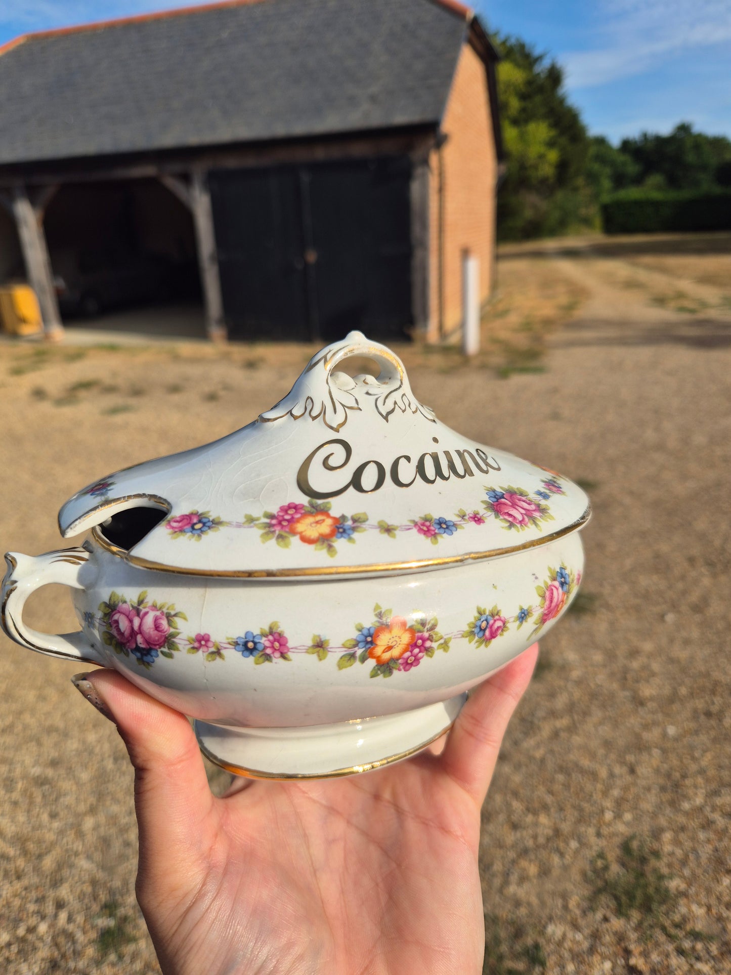 Large vintage 'Cocaine' sugar bowl