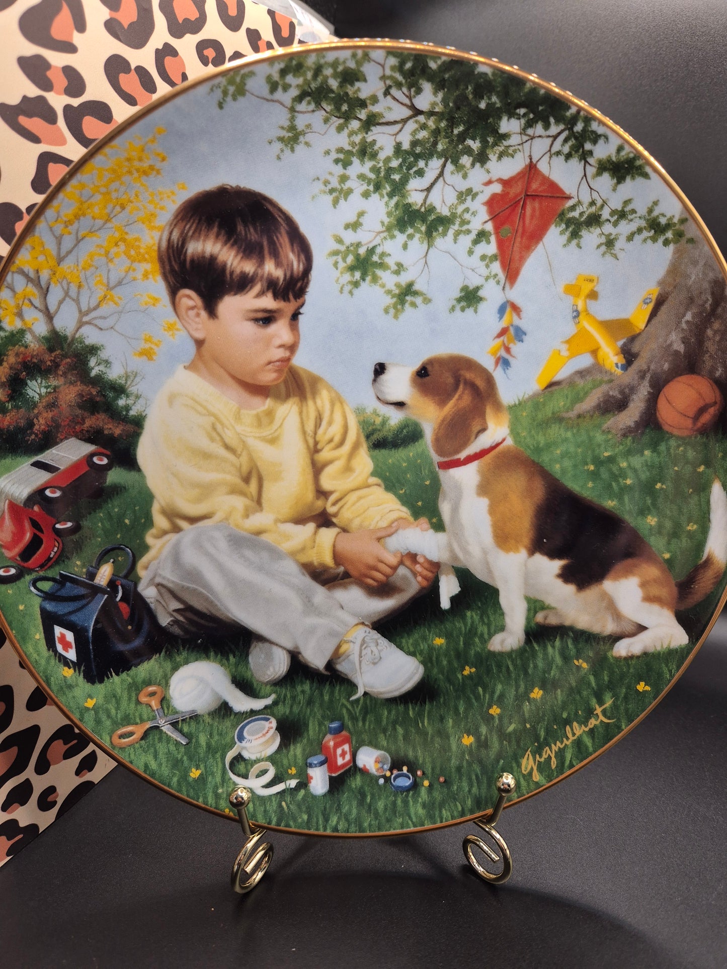 Boy and beagle plate