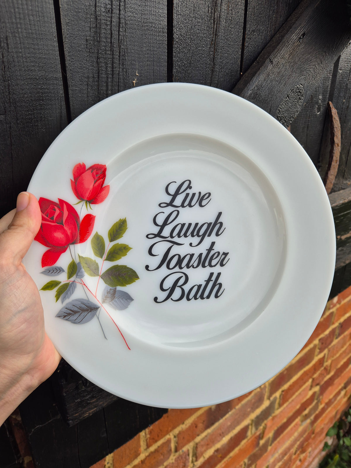 Live laugh toaster bath large plate