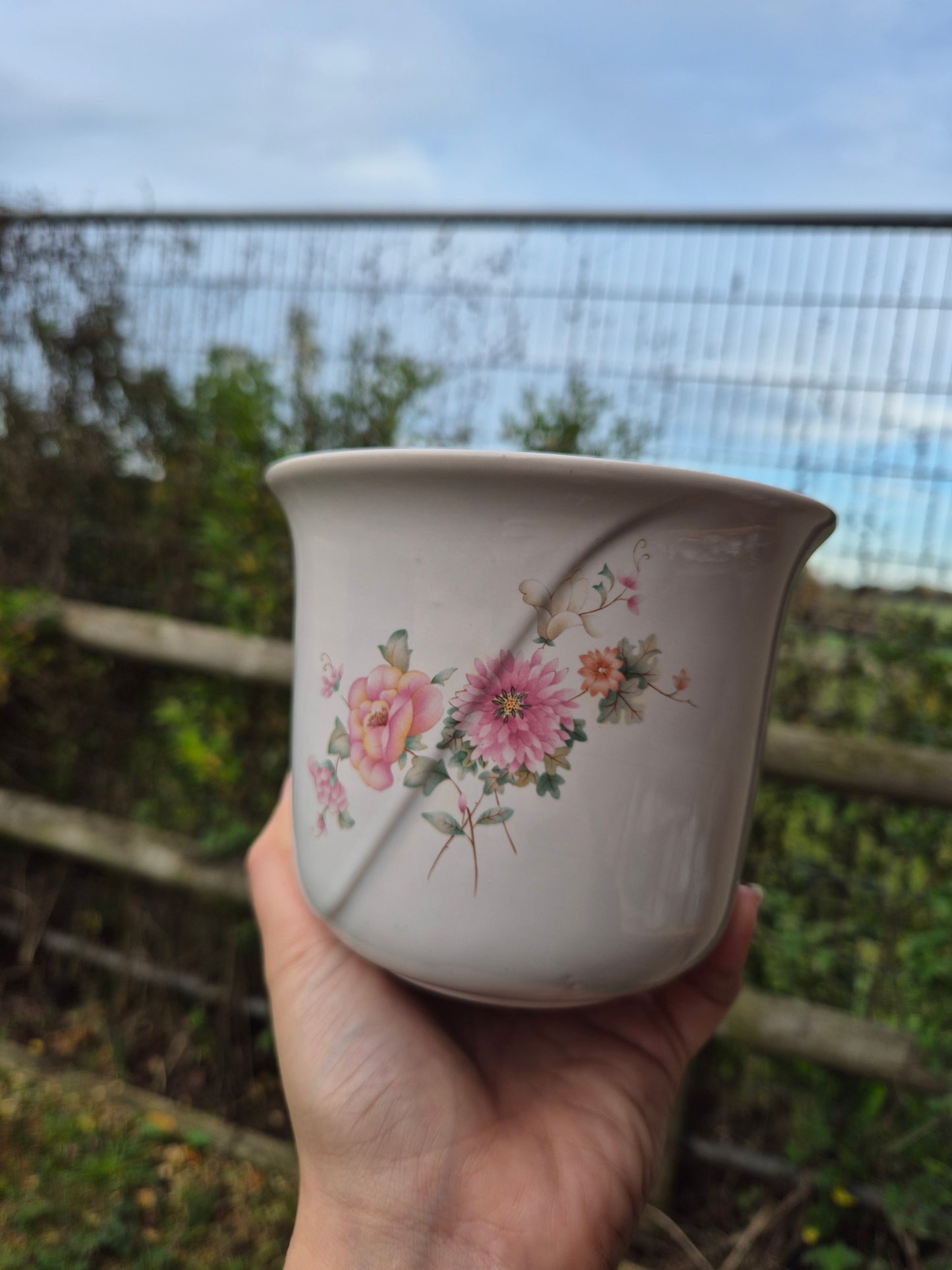 Floral flower pot