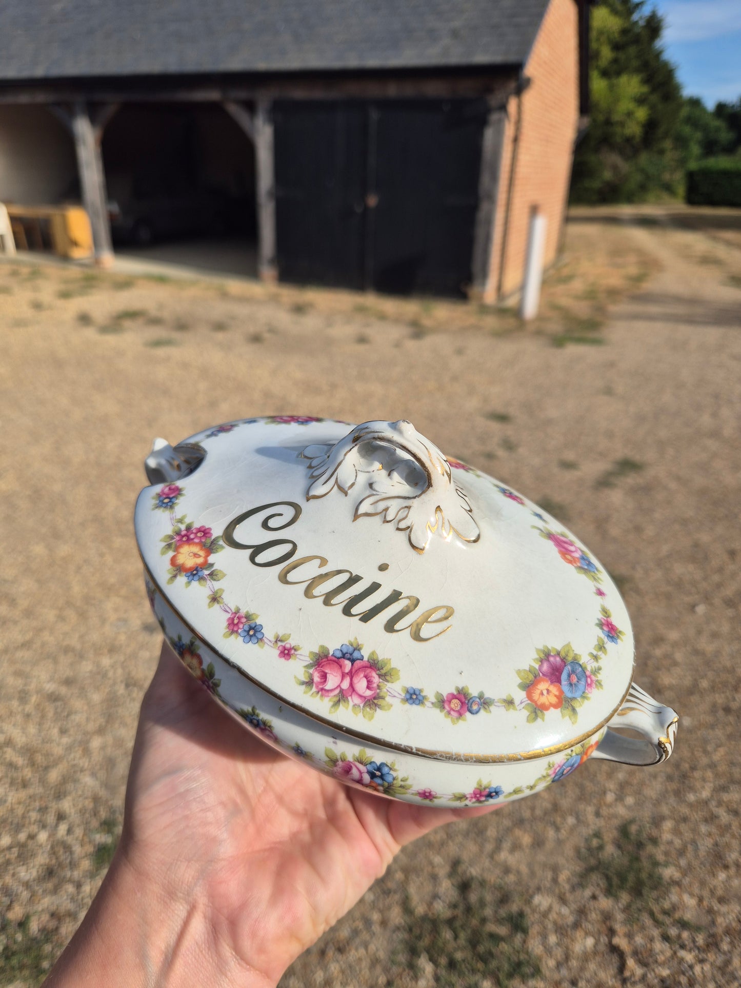 Large vintage 'Cocaine' sugar bowl
