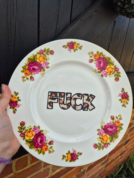 Fuck leopard floral plate