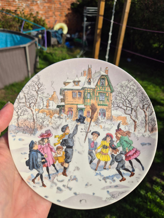 Snowman and kids custom plate