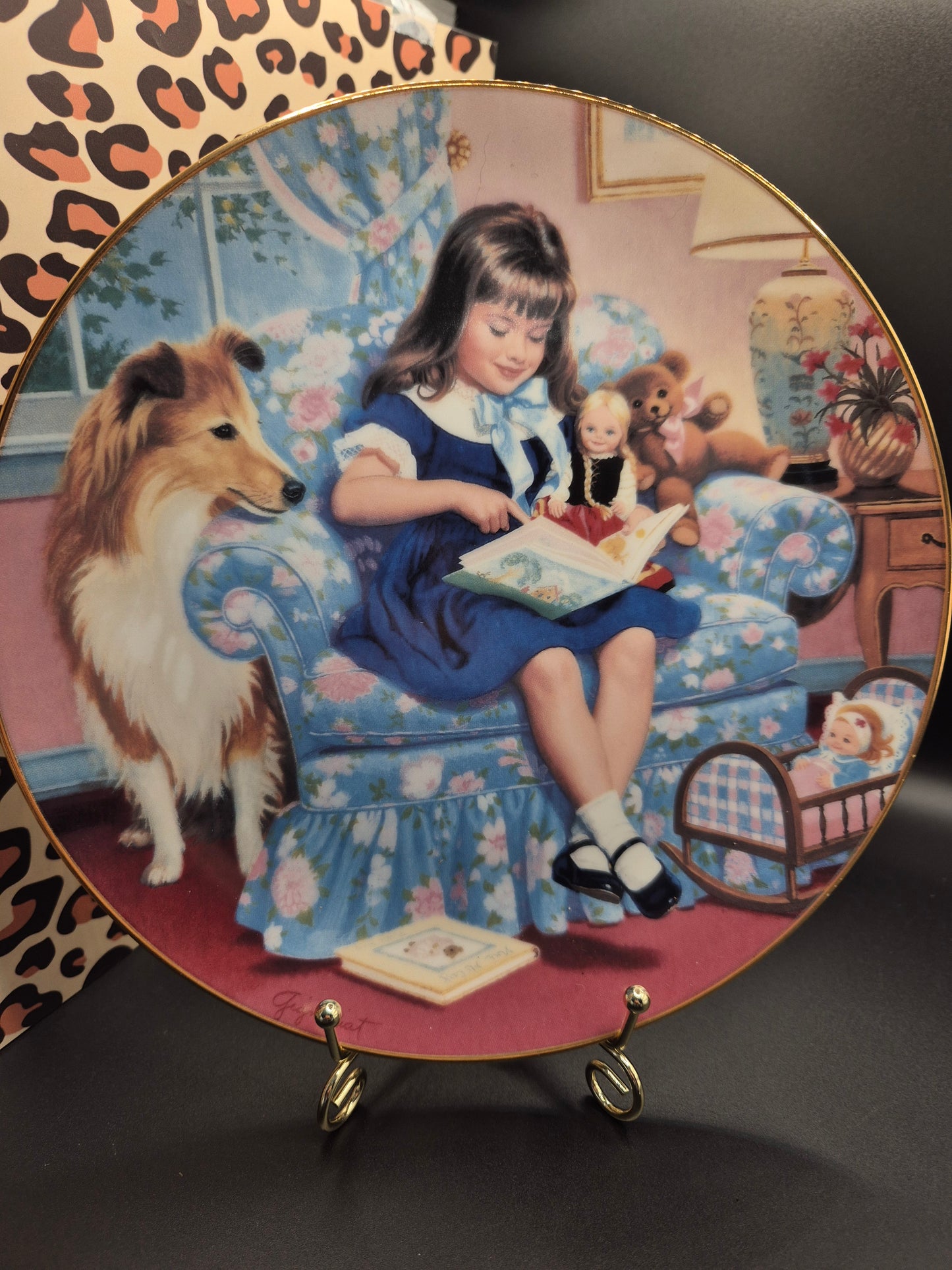 Girl reading plate