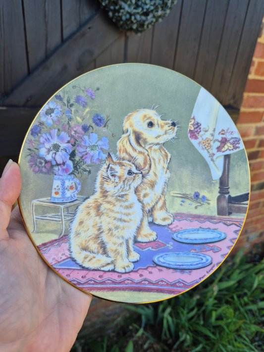 Puppy and kitten plate
