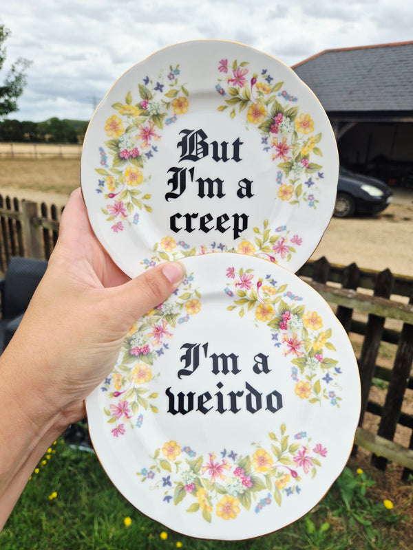 Creep lyrics floral side plate pair