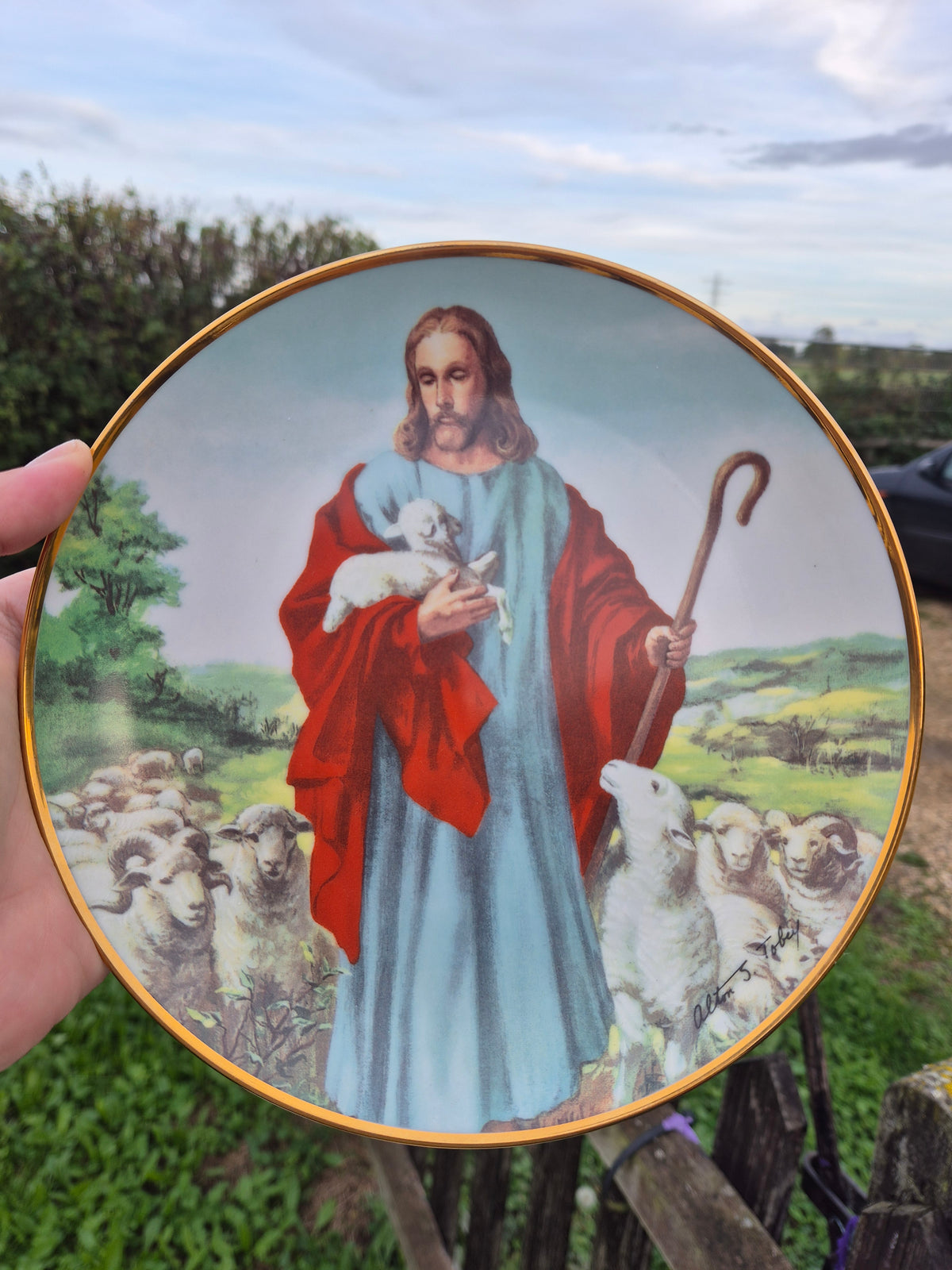Jesus the shepherd plate