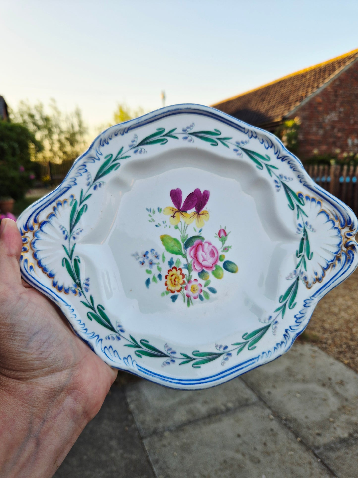 Floral vintage cake plate