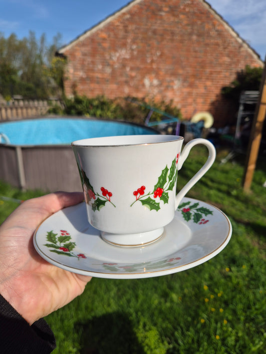 Christmas ivy cup and saucer custom