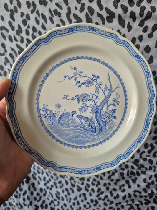 Small Blue and white birds plate