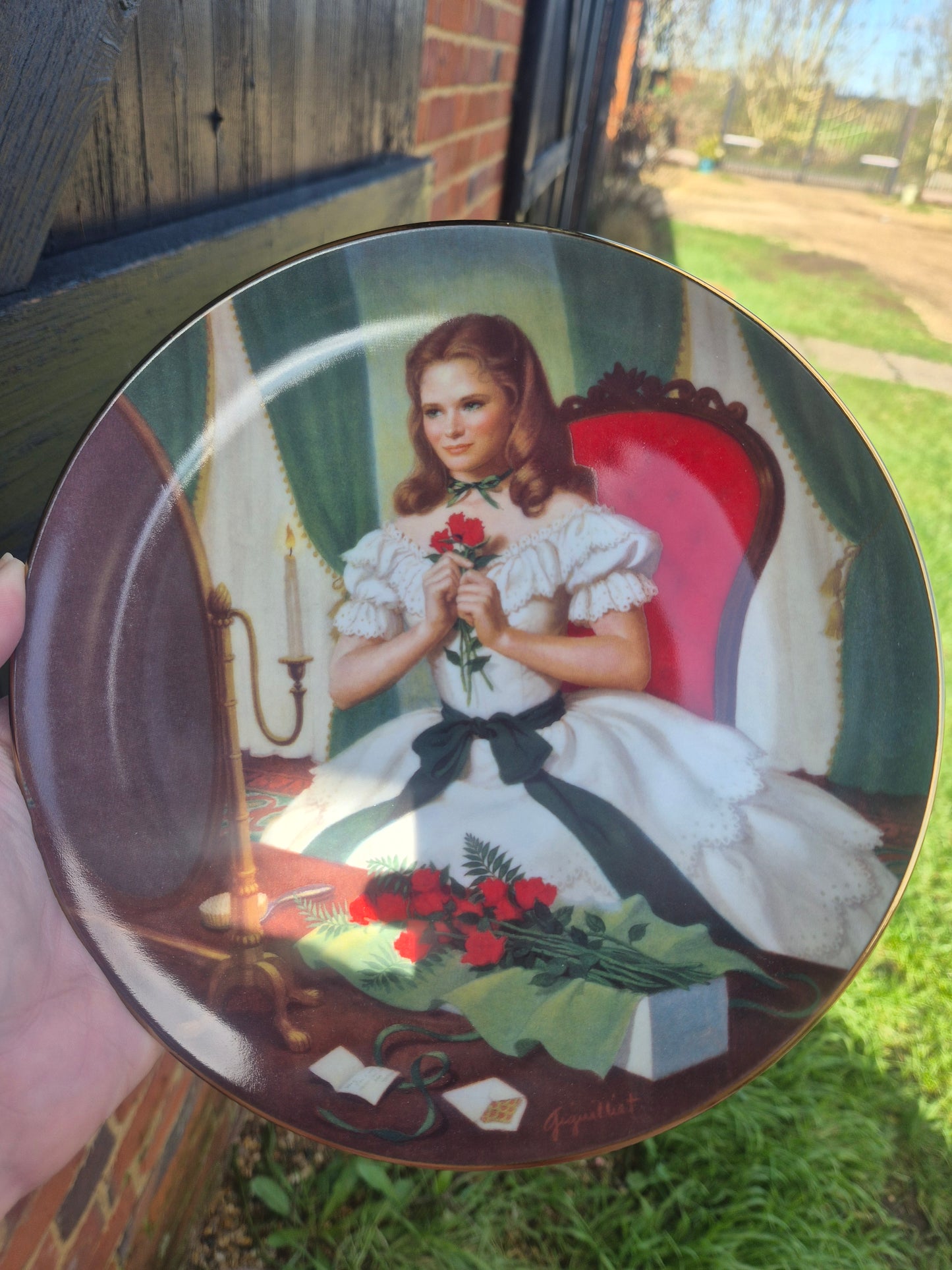 Girl with roses plate