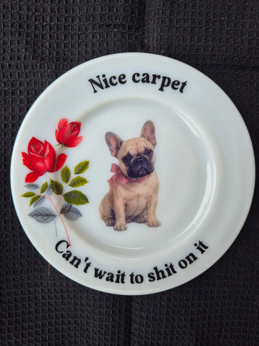 Nice carpet. Cant wait to shit on it. Frenchie side plate