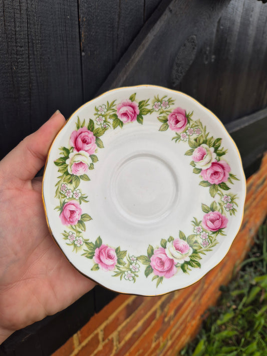 Pink floral saucer