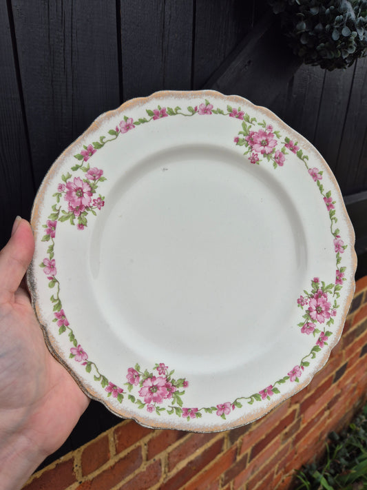 Pink floral border plate