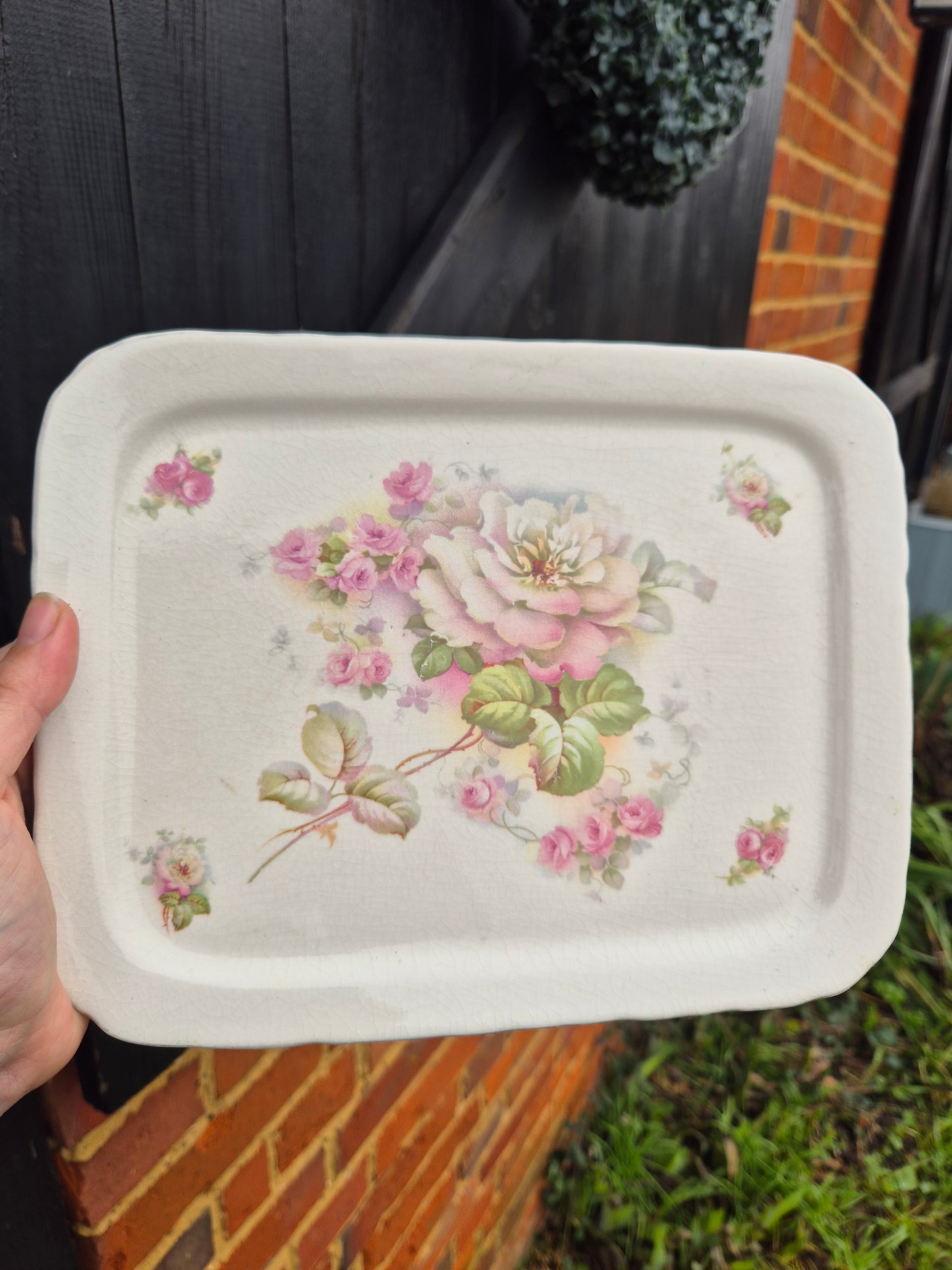 Large floral rectangular dish