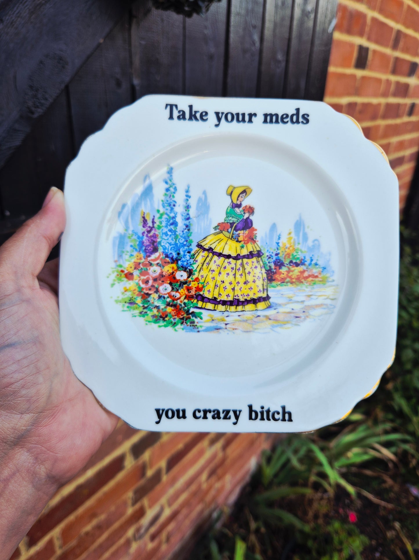 Take your meds you crazy bitch side plate