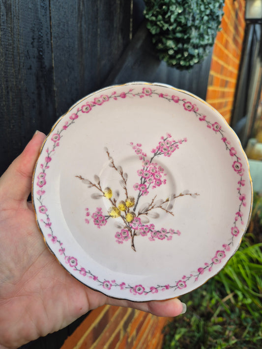 Pink floral saucer
