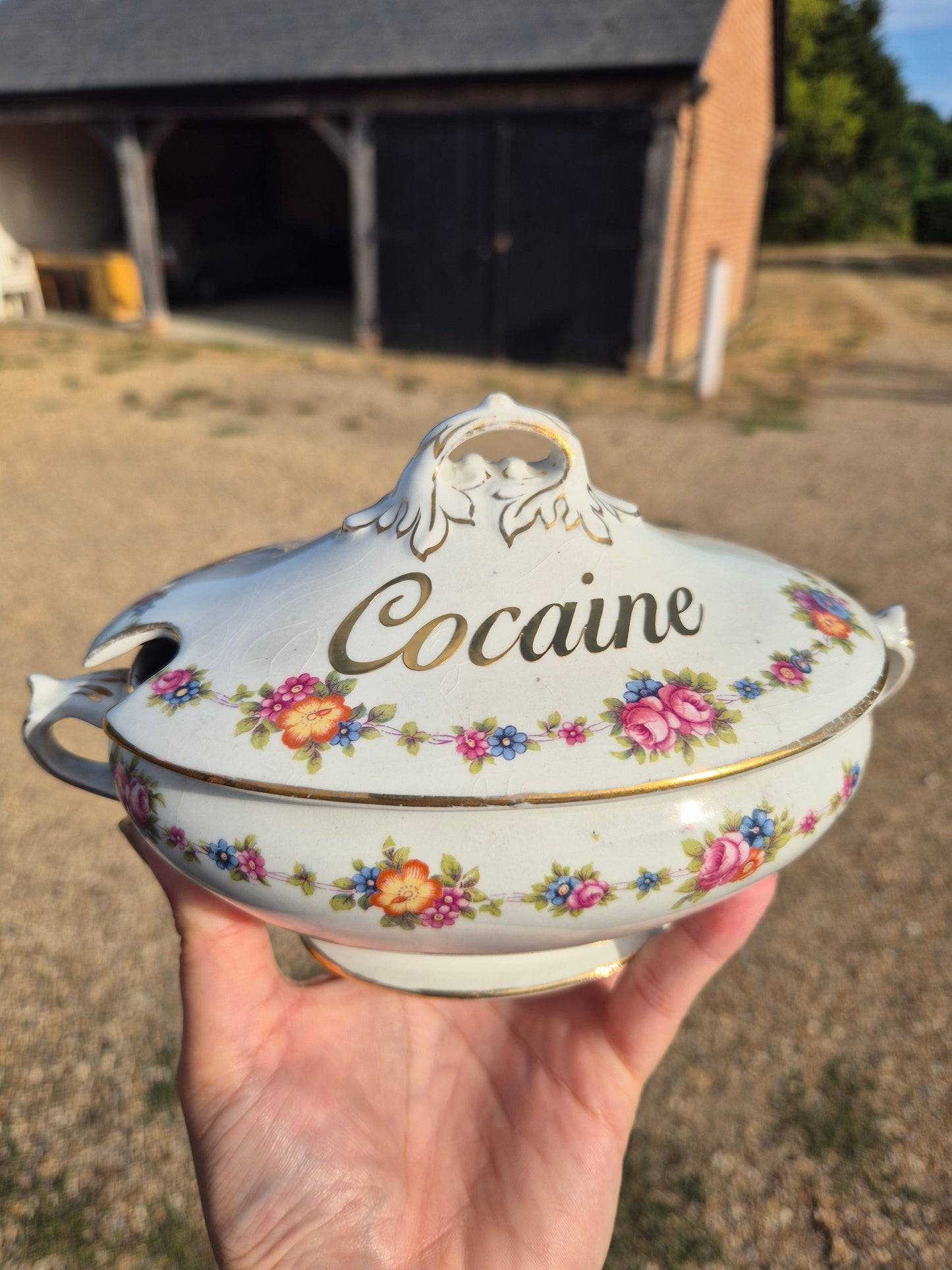 Large vintage 'Cocaine' sugar bowl
