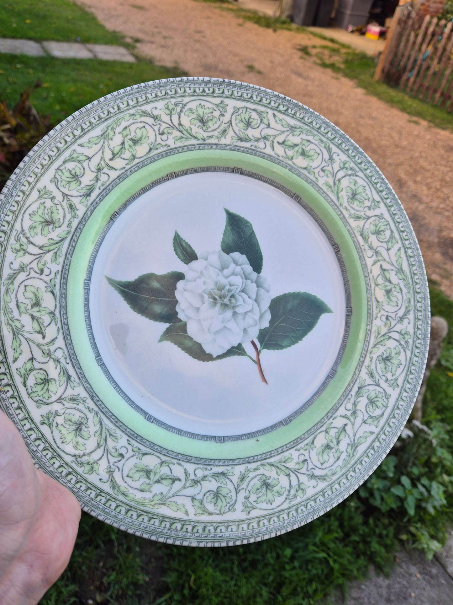 Green floral plate