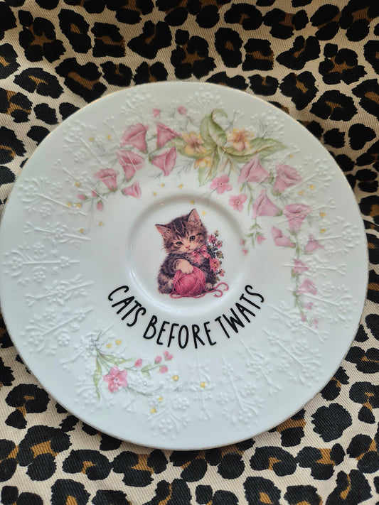 Cats before twats saucer