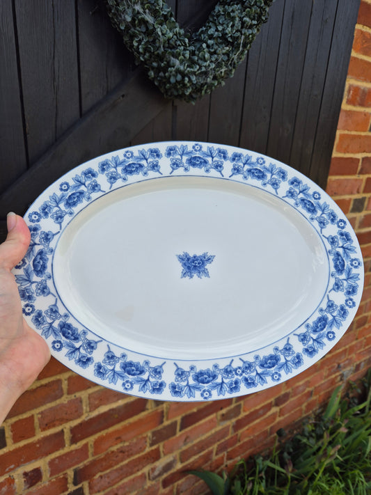 Blue and white floral platter