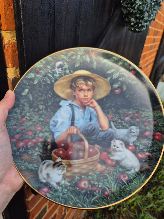 Boy in orchard plate