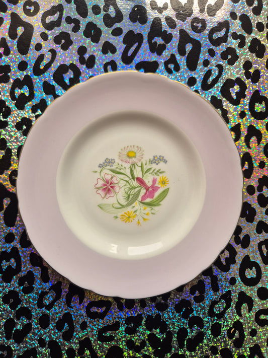 Pink rimmed floral plate