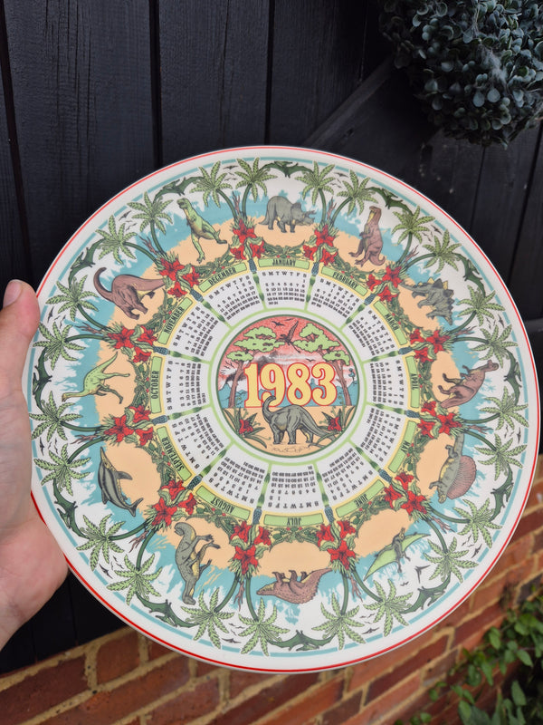 1983 calendar plate dinosaurs