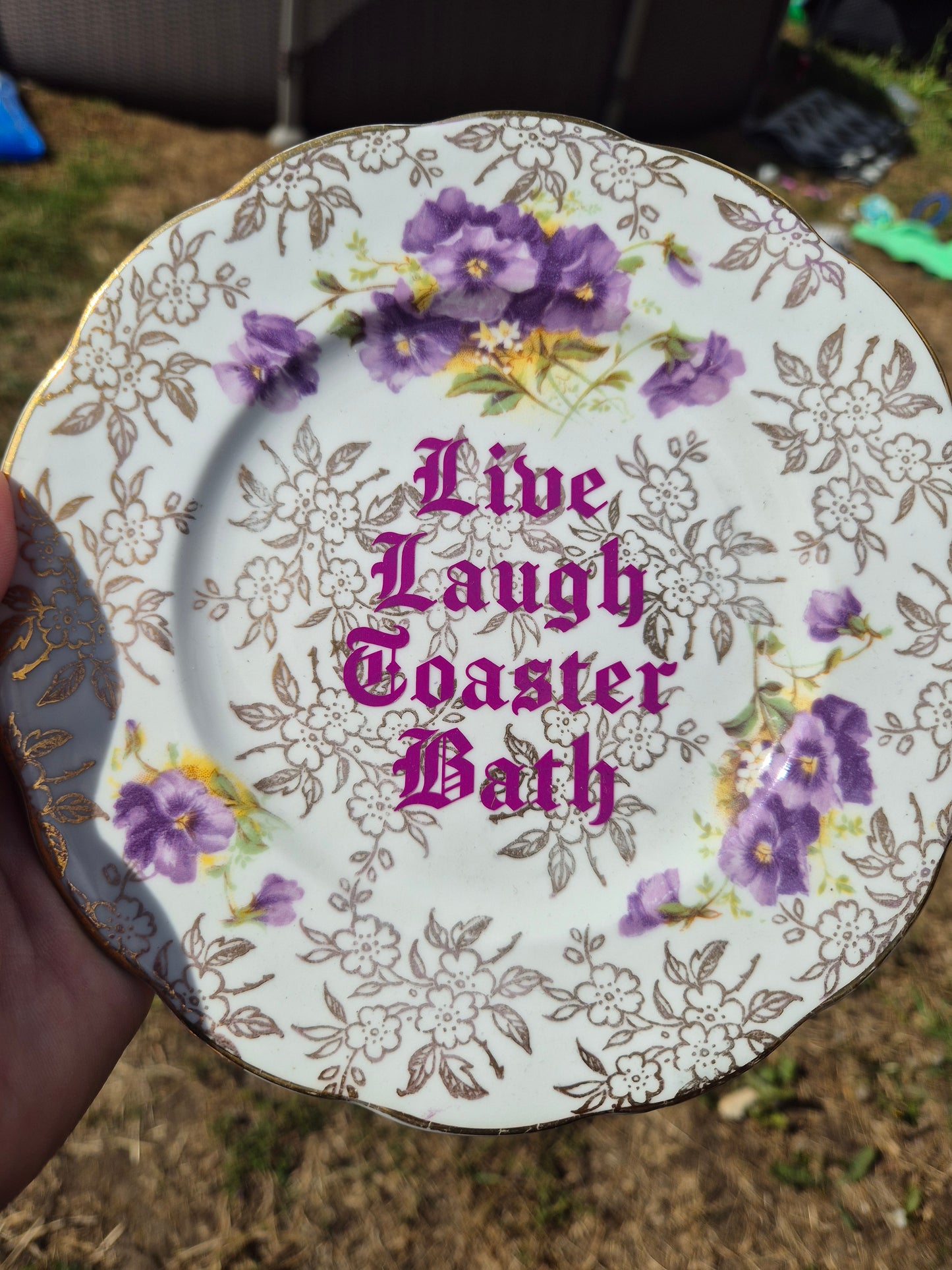 Live laugh toaster bath side plate